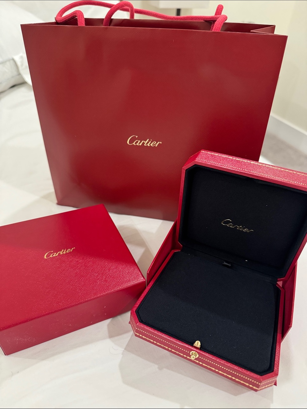 Cartier Red and Gold Jewelry Box Set